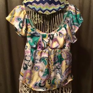 2 Tops NWT .  1 paisley print + 1 zig zag crochet-type knit.